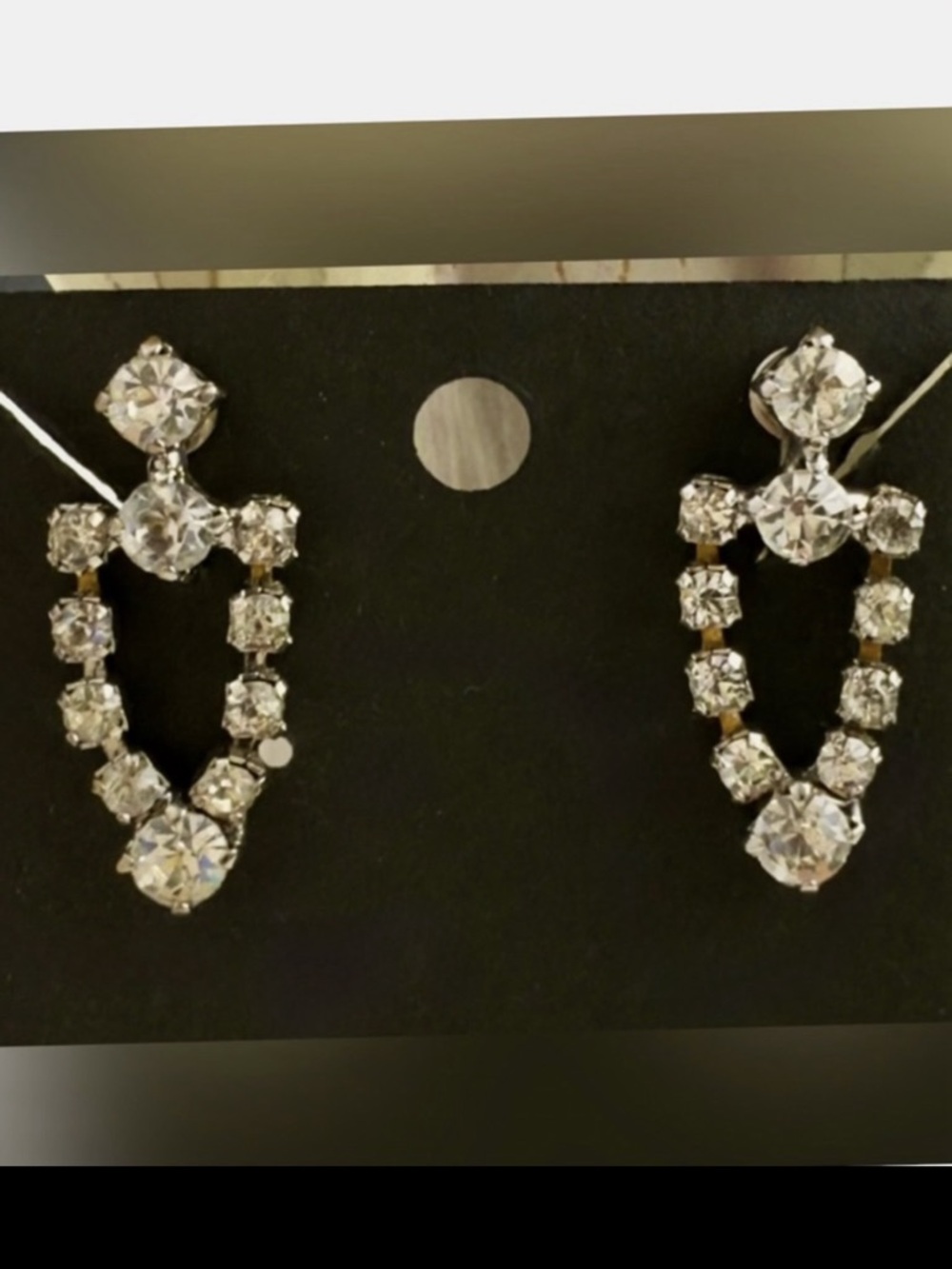 Vintage silver tone crystal screw back clip-on earrings Women’s costume jewelry